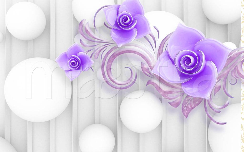 Фотообои Фиолетовые цветы на воде